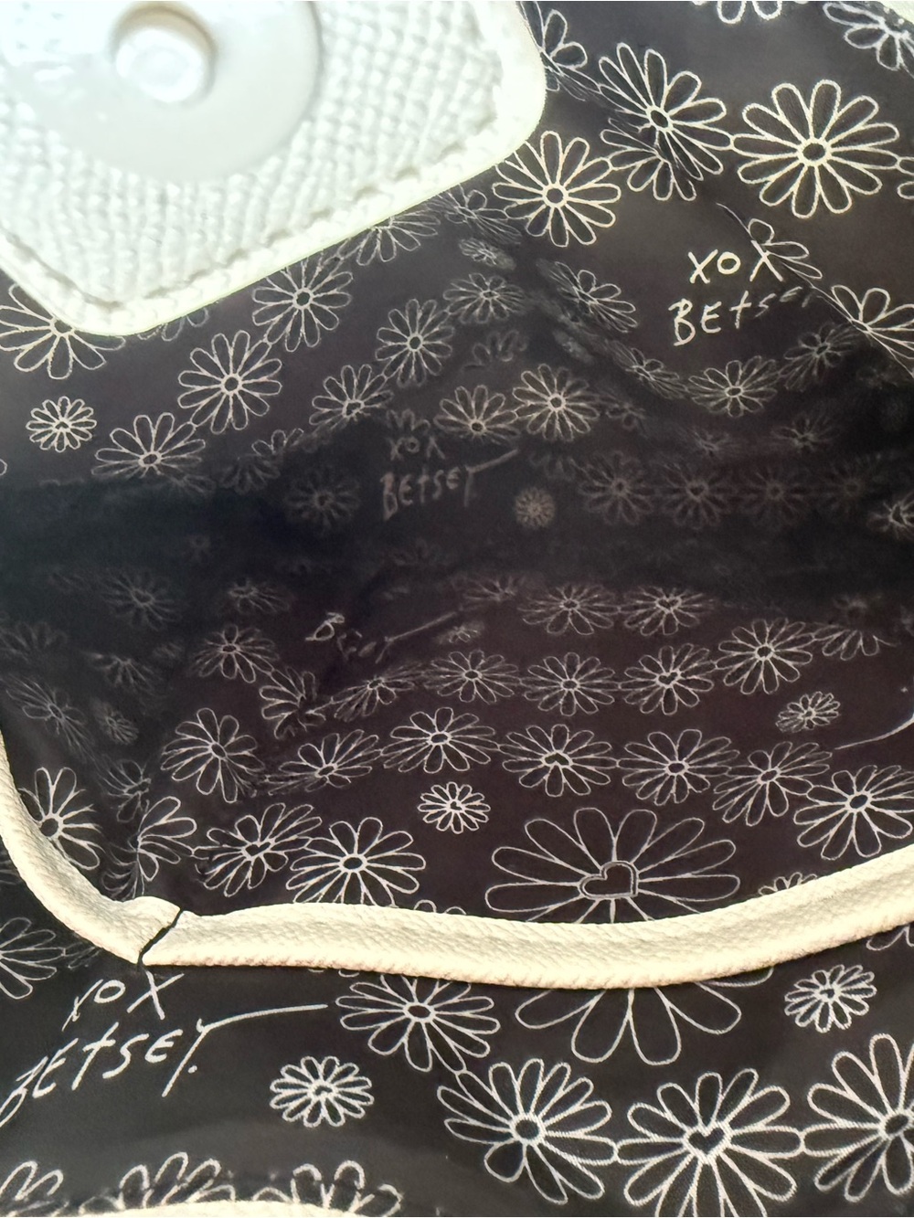 Betsey Johnson Blue Floral Skull Quilted Tote Bag - Picture 7 of 7